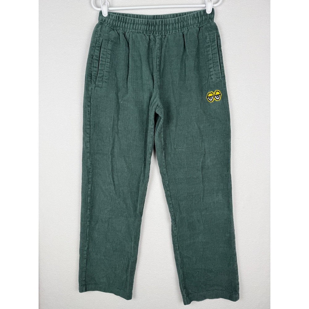 Krooked Skateboarding Corduroy Pants Mens‎ M Green Embroidered Eyes Y2K Skater